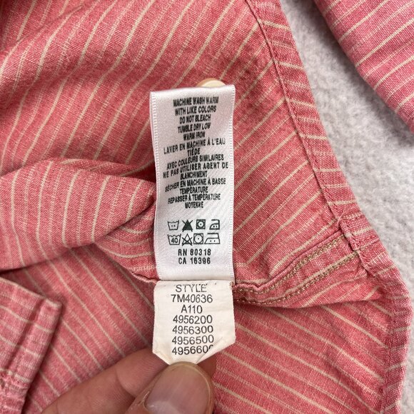 Lucky Brand Western Pearl Snap Shirt Mens M Pink Stripe Sawtooth Pocket Cowboy - Picture 10 of 11